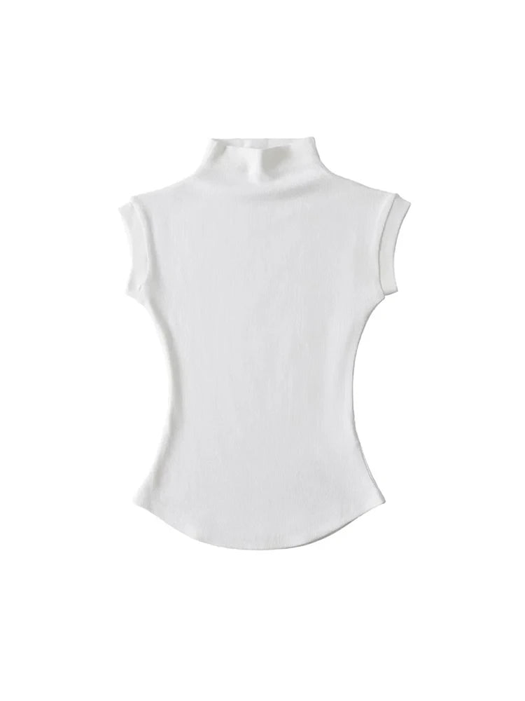 Sleeveless Turtleneck Slim Fit Tee