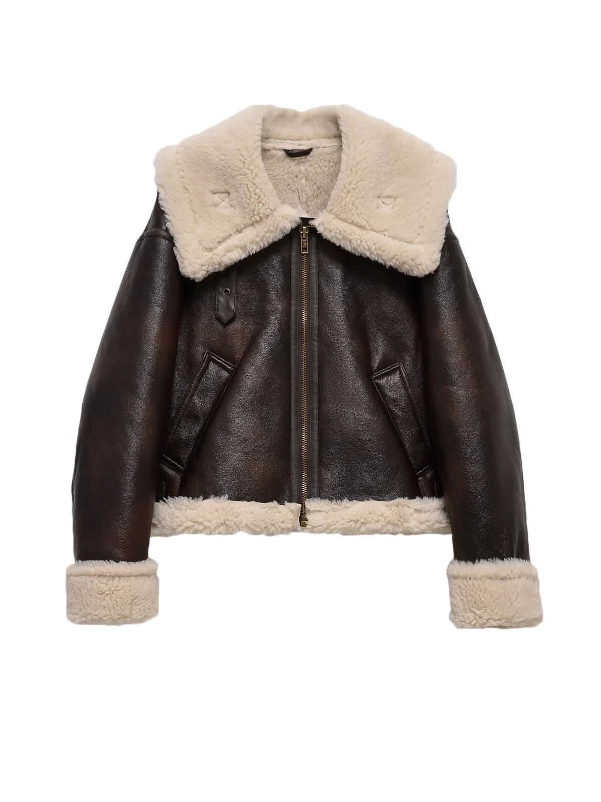 Faux Fur Leather Jacket | Faeva London