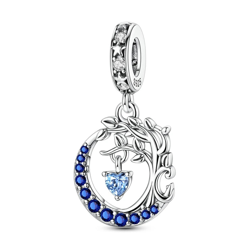 925 Sterling Silver Charm Pendant Star Moon Sun Starry Sky Beaded Charm Fit Original Bracelet DIY Fine Jewelry Making For Women