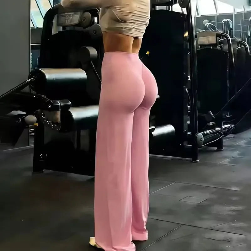 Quick Drying Straight Leg Hip Lifting Pants Women High Waist Elastic Yoga Fitness Trousers Woman Sports Body Shaping Leggings