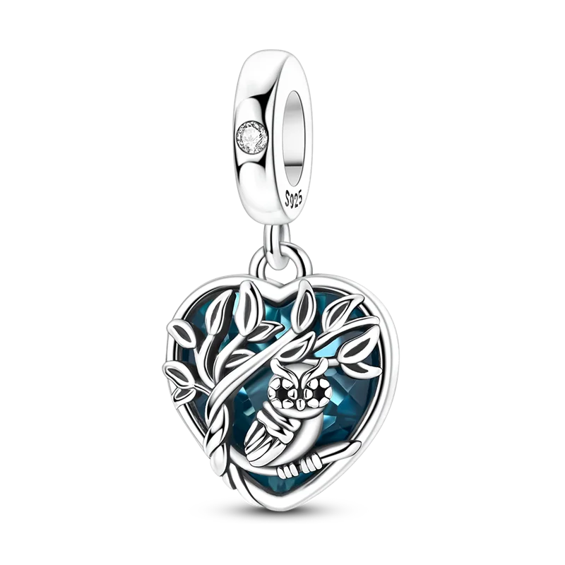Heart Of The Ocean Charms Bead 925 Sterling Silver CZ Blue Zircon Forever Lover Pendant Fit Original Bracelet DIY Jewelry Gift