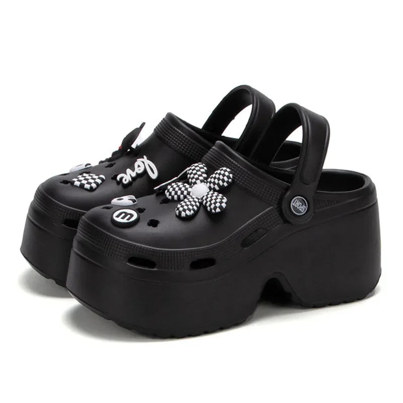 Women Chunky Platform Sandals New Summer Soft Thick Sole Diy Clogs Garden Shoes Woman Closed Toe Non-Slip Beach Slides Sandals