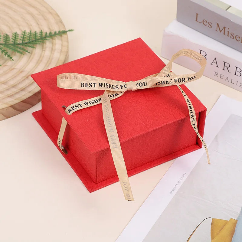 Jewelry Gift Packaging Box Bowknot Ribbon Flip Book Shaped Storage Box Ring Earring Brooch Necklace Bracelet Packaging Boxes