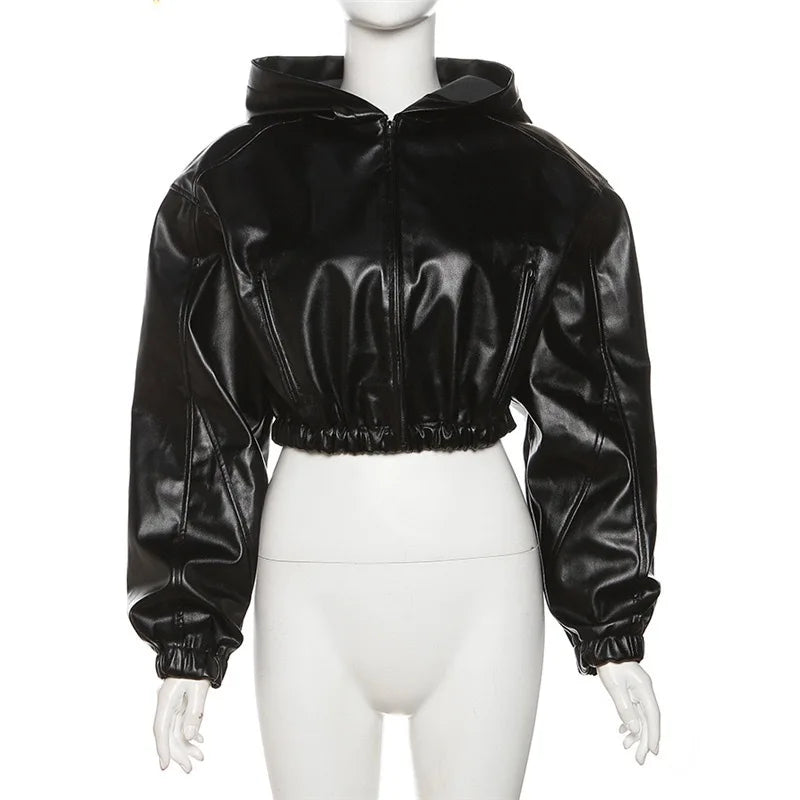 Cropped PU Leather Jacket | Faeva London
