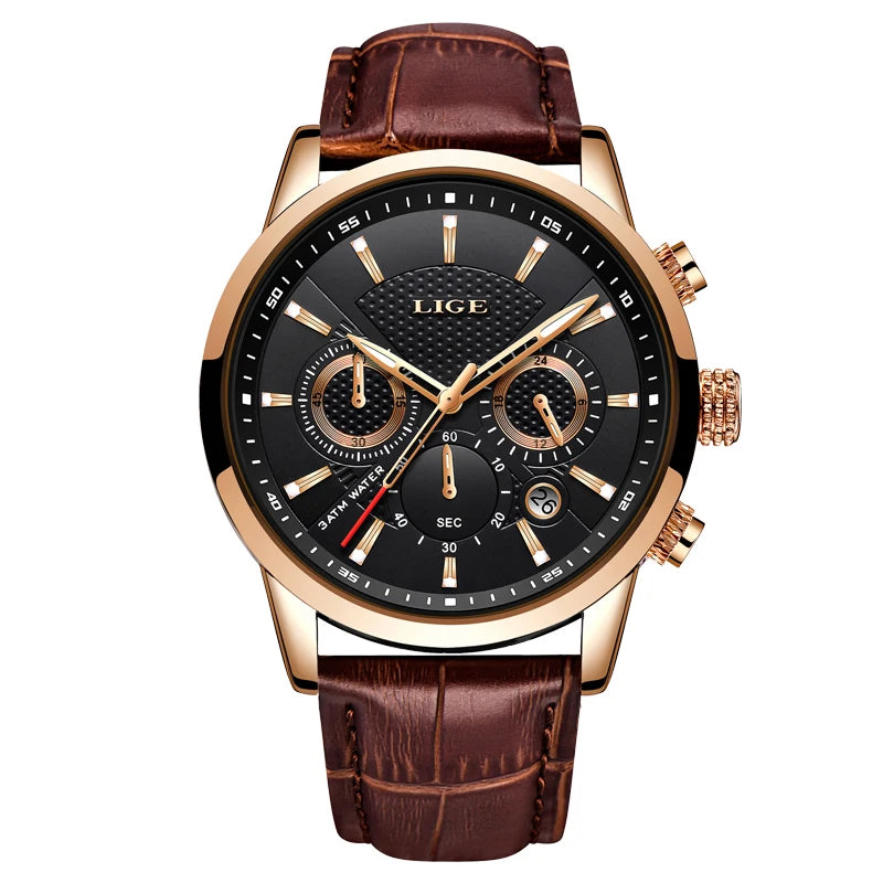2024 LIGE Top Luxury Mens Watch Casual Business Quart | Faeva London