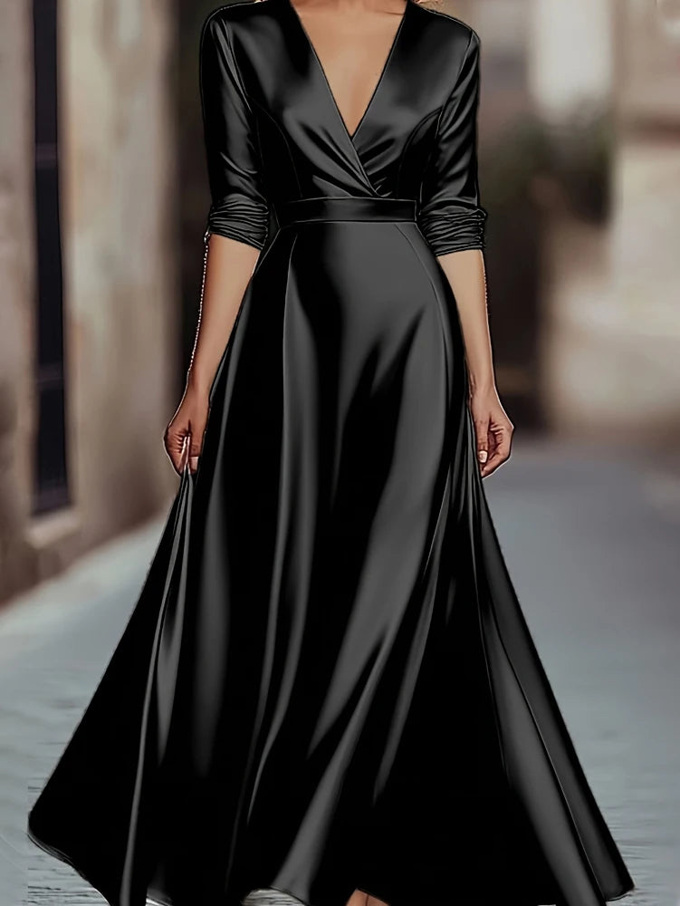 French V-Neck Evening Gown