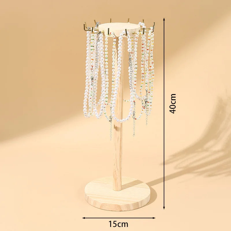 Solid Wood Jewelry Organizer Display Holder Necklace Earrings Bracelets Display Stand Desktop Jewelry Storage Rack