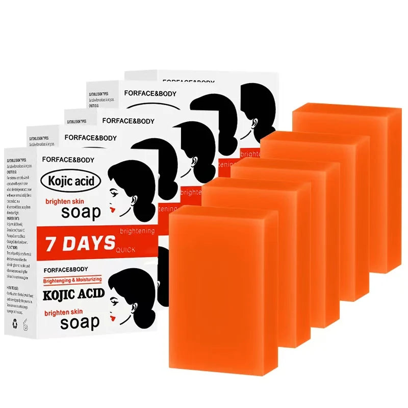 5Pcs Turmeric Soap Lemon Acids Handmade Soap Kojic acid soap Natural Skincare Bar for Moisturizing And Exfoliating Body And Face