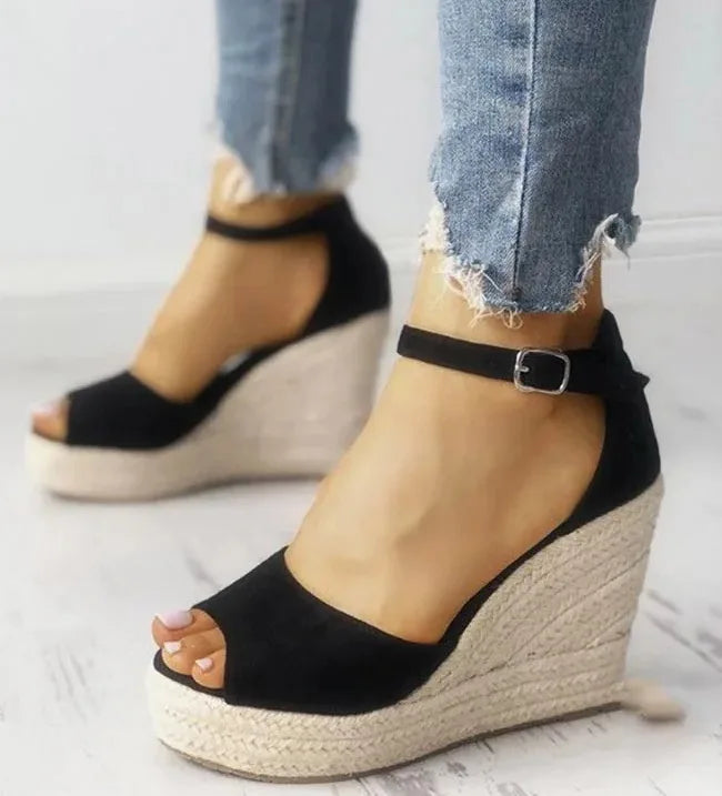 01 Espadrilles Women Wedges Peep Toe Sandals Platform | Faeva London