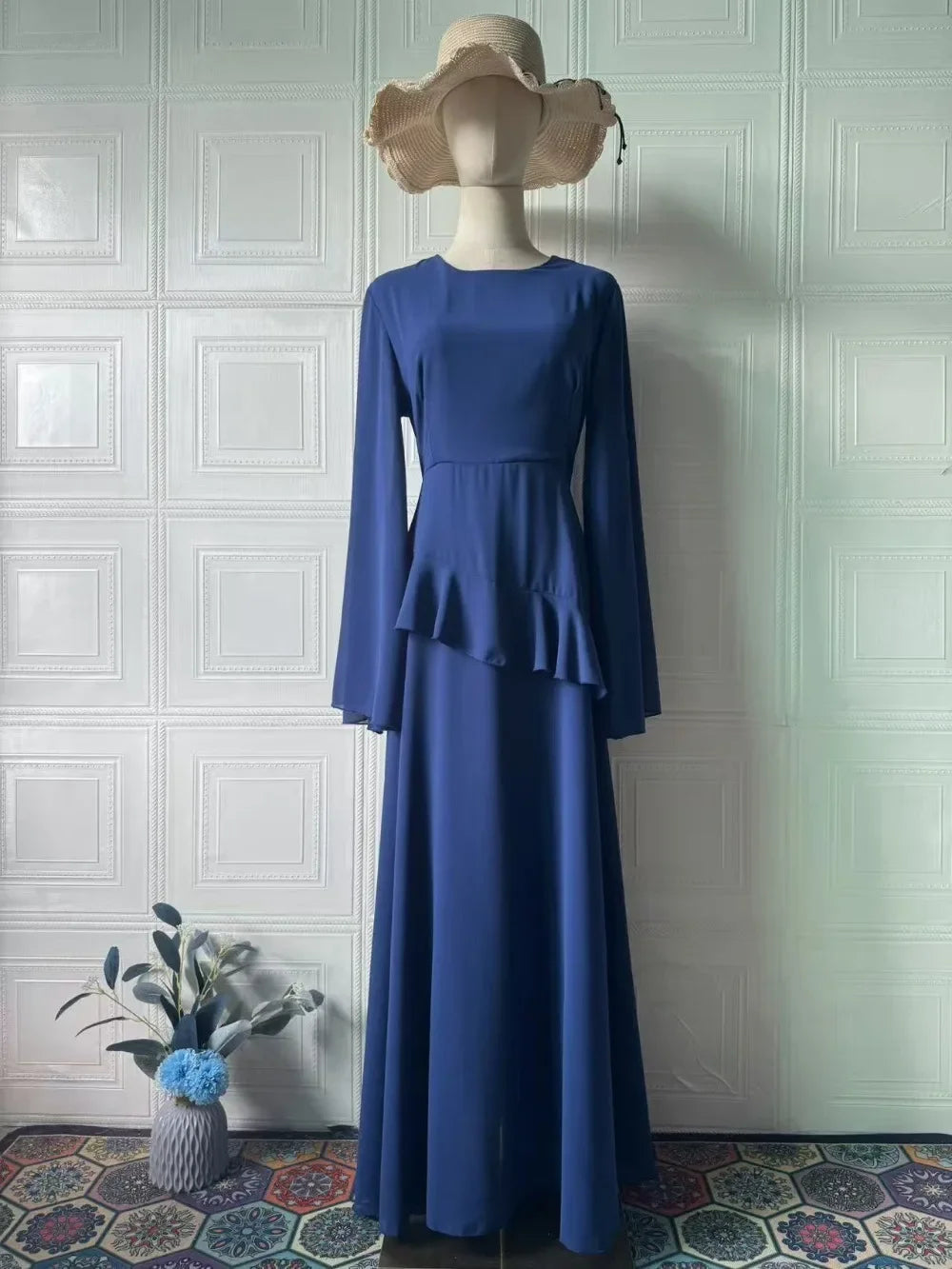 Maxi Dress Women Party Weeding Vestidos Largos Ruffle Round Collar Slim Fit 2025 Autumn Female Elegant Sweet Long Dresses abaya