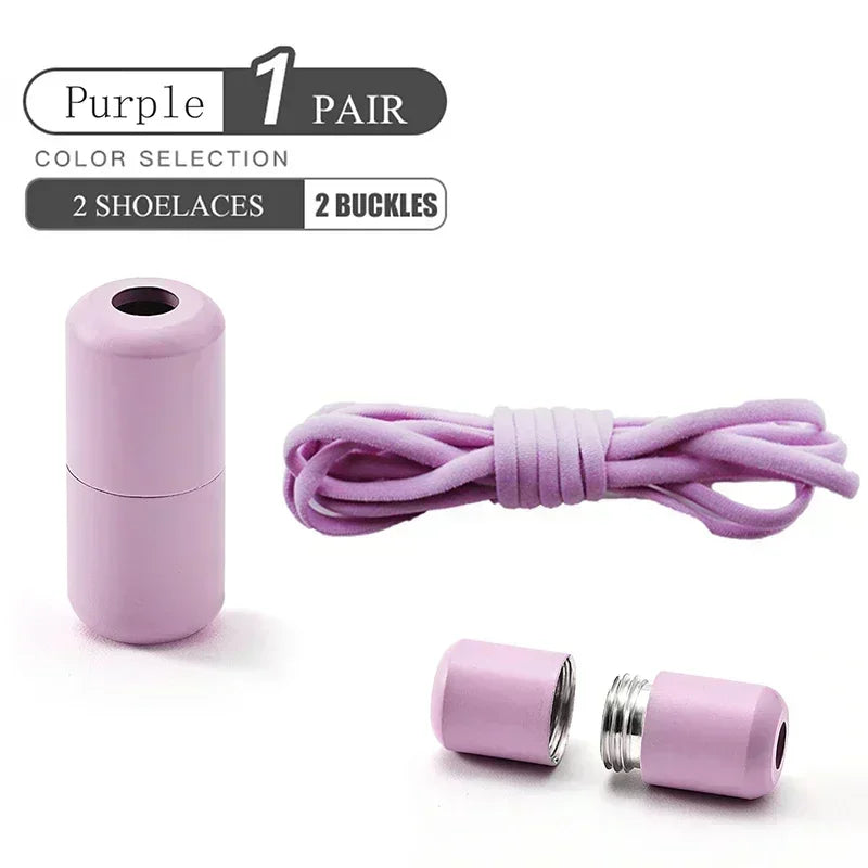 1 Pair Non-Removable Shoelaces Capsule Buckle Elastic Design for Fashionable Board and Sports Shoes