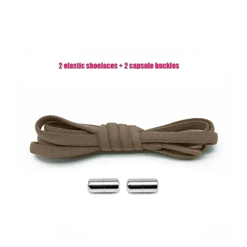 1 Pair Non-Removable Shoelaces Capsule Buckle Elastic Design for Fashionable Board and Sports Shoes