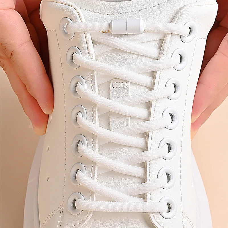 1 Pair Non-Removable Shoelaces Capsule Buckle Elastic Design for Fashionable Board and Sports Shoes