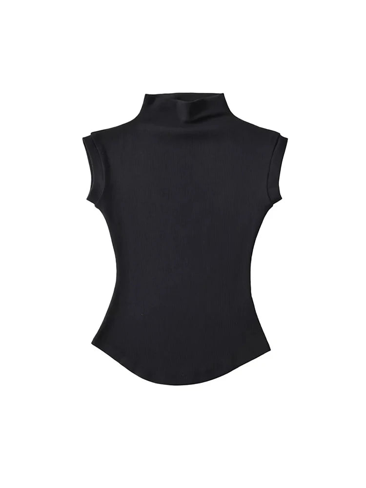 Sleeveless Turtleneck Slim Fit Tee