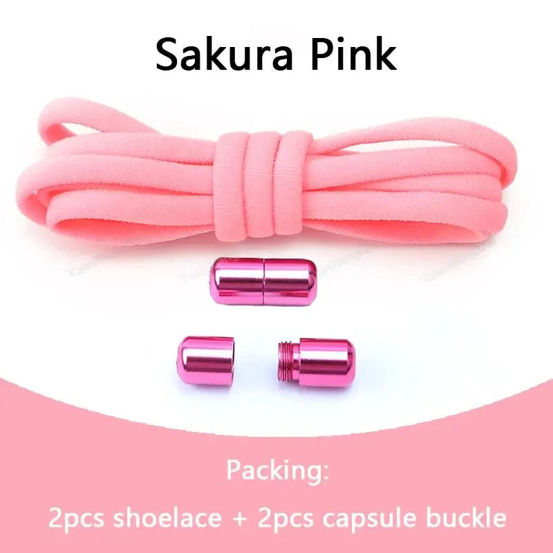 1 Pair Non-Removable Shoelaces Capsule Buckle Elastic Design for Fashionable Board and Sports Shoes