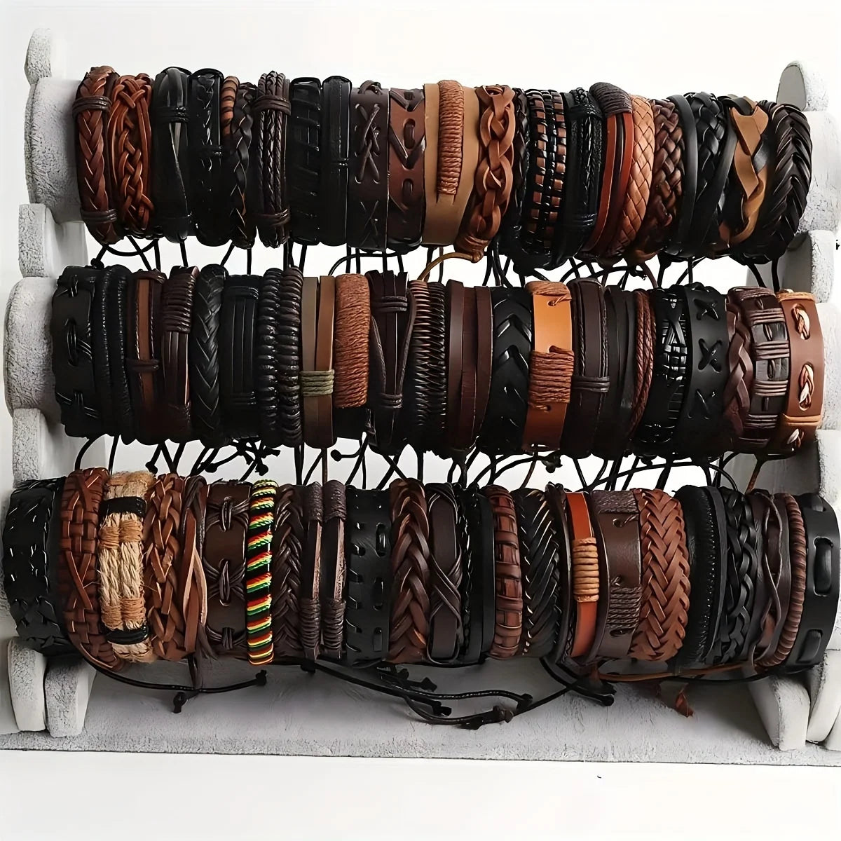 Braided Leather Wrap Bracelet Set 20pcs