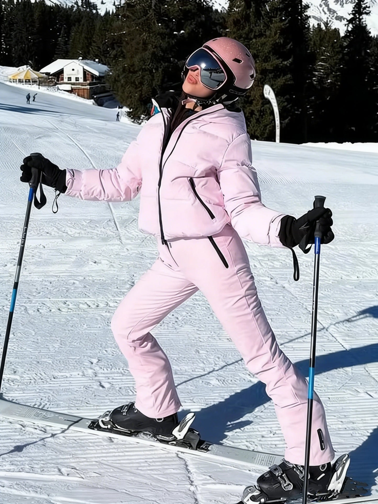 Pink Hooded Ski Suit Set