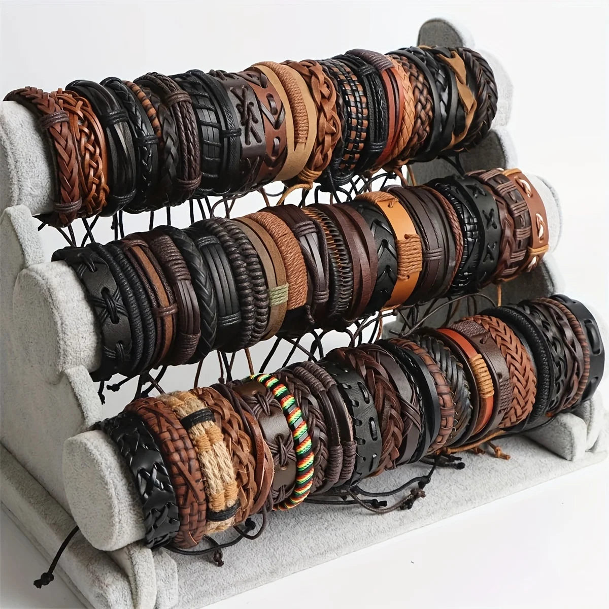 Braided Leather Wrap Bracelet Set 20pcs