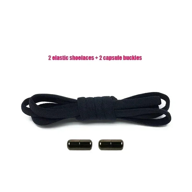 1 Pair Non-Removable Shoelaces Capsule Buckle Elastic Design for Fashionable Board and Sports Shoes