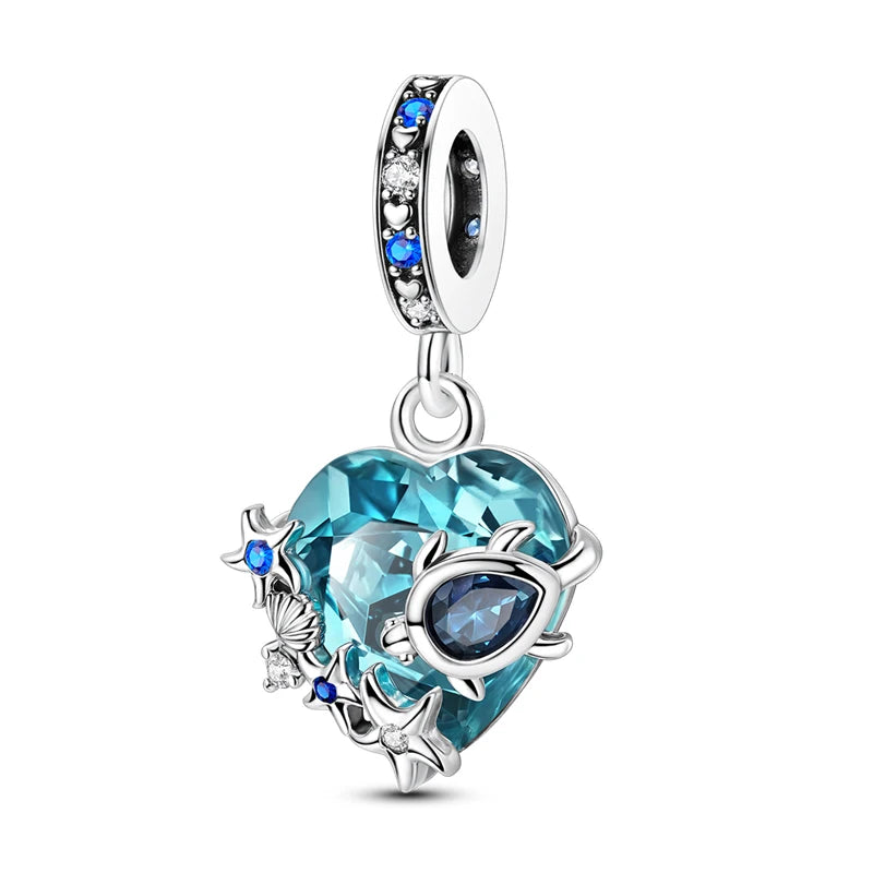 New 925 Sterling Silver Charms Beads Pendants Tree of Life Turtle Love Gemstone Sunflower Charms For Women Bracelet Jewelry Gift