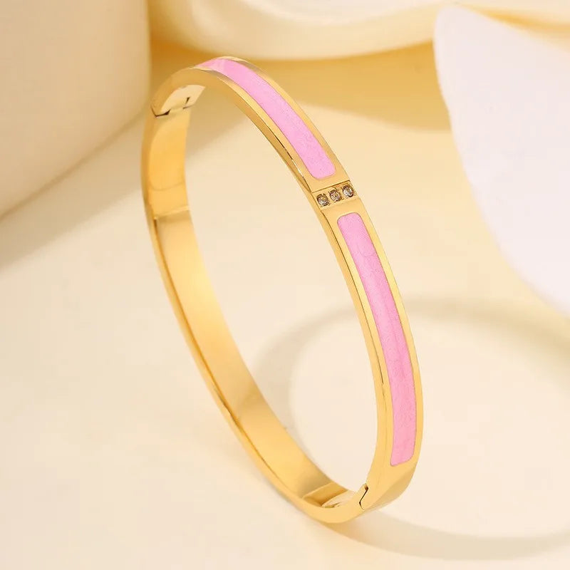 ZAKOL 5/1pcs Sparkling Zirconia Inlaid Stainless Steel Bracelet Set for Women Stackable Bangles Fashion Non Fading Jewelry Gift