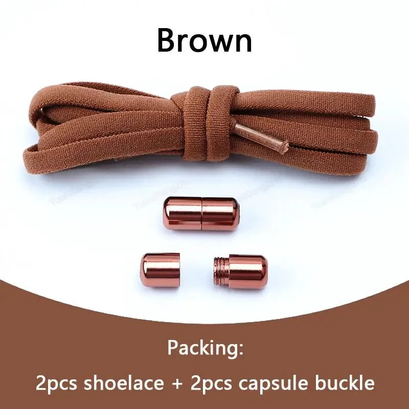 1 Pair Non-Removable Shoelaces Capsule Buckle Elastic Design for Fashionable Board and Sports Shoes