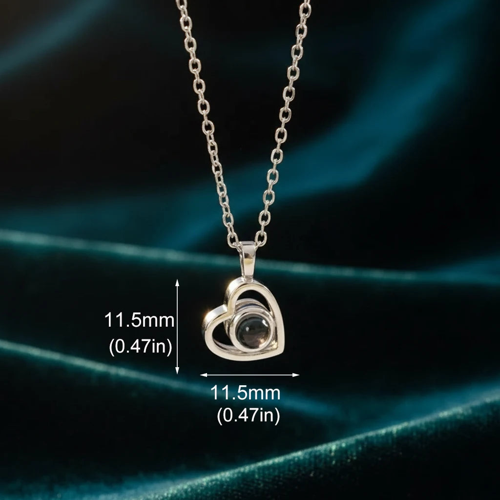 Personalized Photo Projection Necklace Stainless Steel Custom Heart Pendant with Your Picture Inside Women Birthday Jewelry