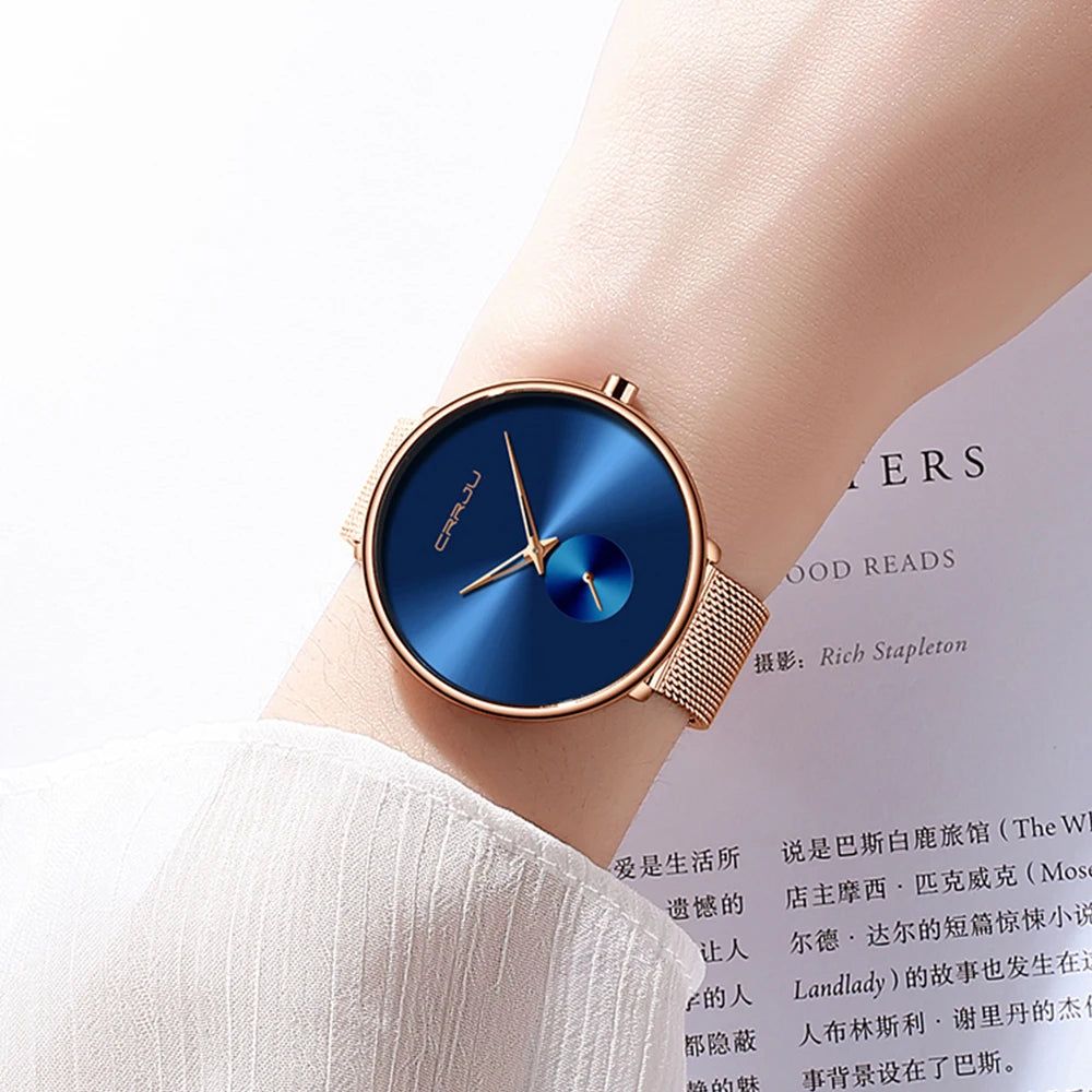 Luxury Brand CRRJU Women Watch Simple Elegant Quartz Lady Waterproof Wristwatch Female Fashion Casual Watches Clock reloj mujer
