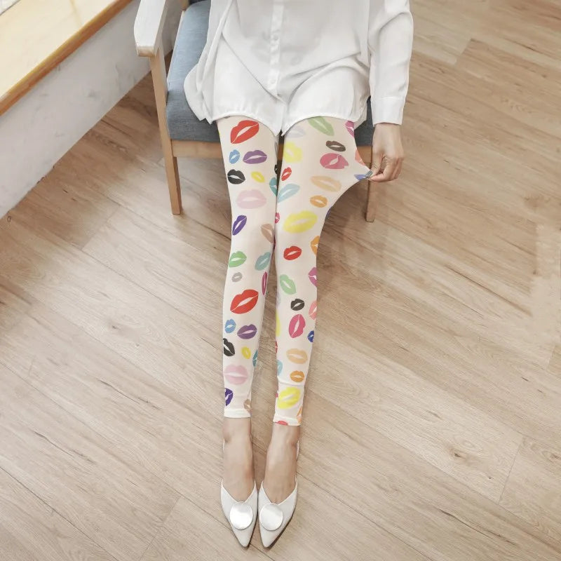 Summer thin mesh Leggings big stretch sexy transparent women's pants cool breathable silk slip trousers