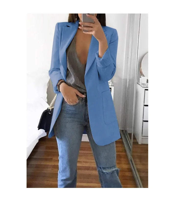 New high-quality blazerwomen's spring andautumn explosion style fashion lapel slim cardigan temperament largesize blazer(S--5XL)