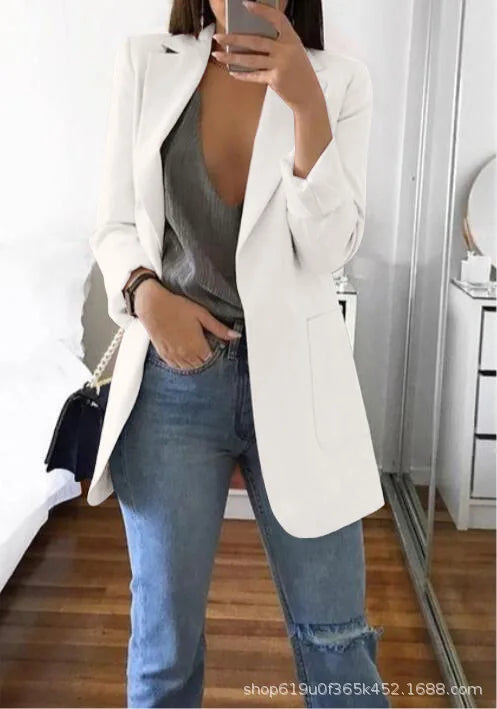 New high-quality blazerwomen's spring andautumn explosion style fashion lapel slim cardigan temperament largesize blazer(S--5XL)