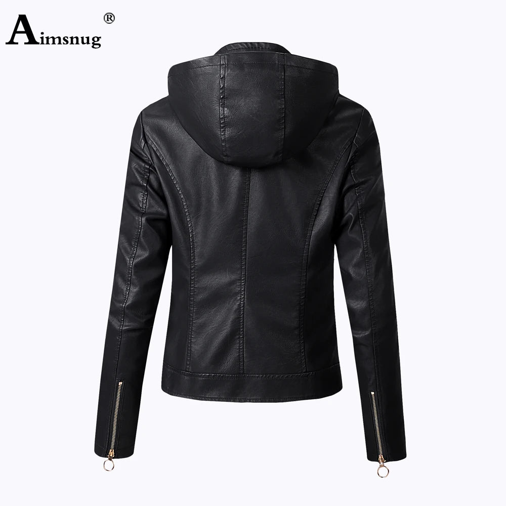 Hooded Biker Jacket Plus Velvet | Faeva London