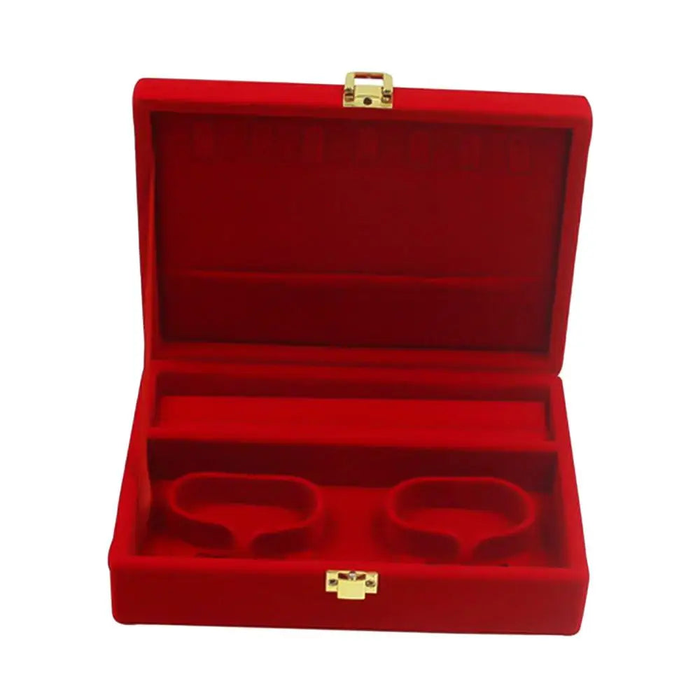 Soft Velvet Red Jewelry Box Case with Lid Rings Bangle Storage Holder Organizer earring necklace watch box