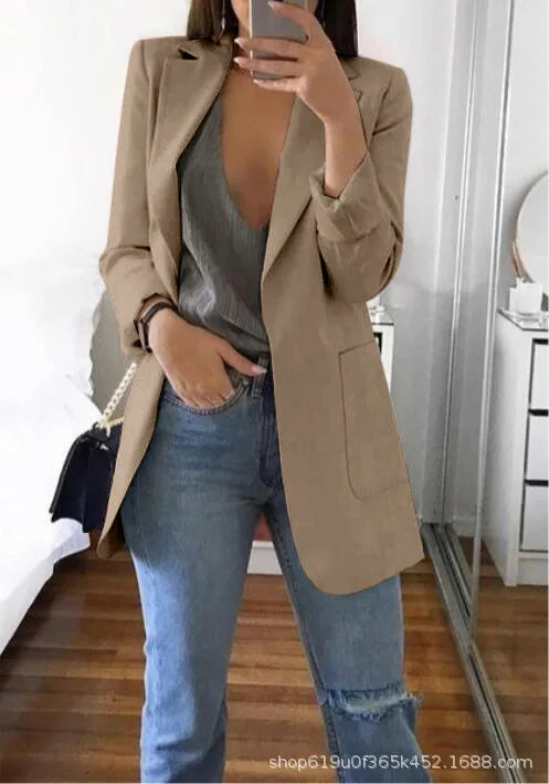 New high-quality blazerwomen's spring andautumn explosion style fashion lapel slim cardigan temperament largesize blazer(S--5XL)