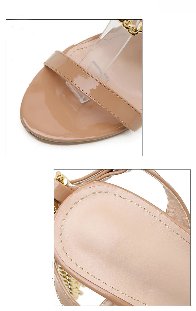 Pink Patent Leather Stiletto Sandals