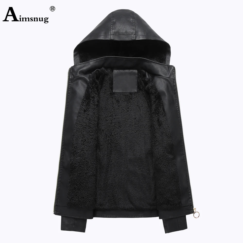 Hooded Biker Jacket Plus Velvet | Faeva London