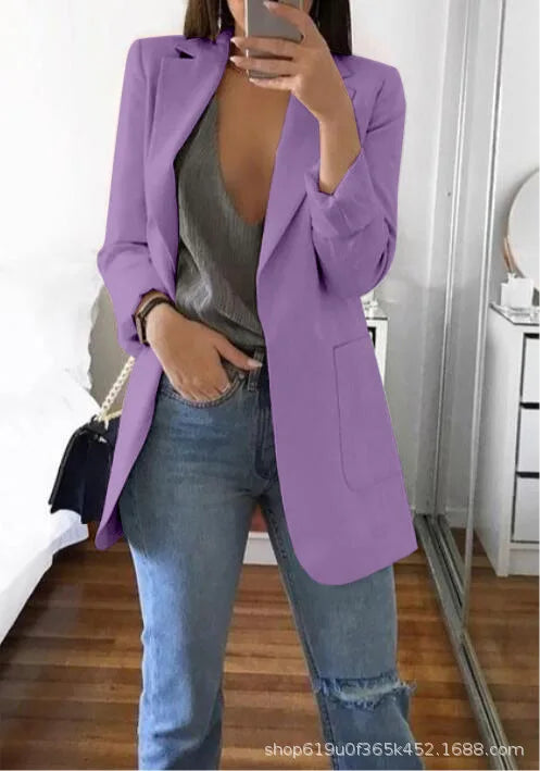 New high-quality blazerwomen's spring andautumn explosion style fashion lapel slim cardigan temperament largesize blazer(S--5XL)