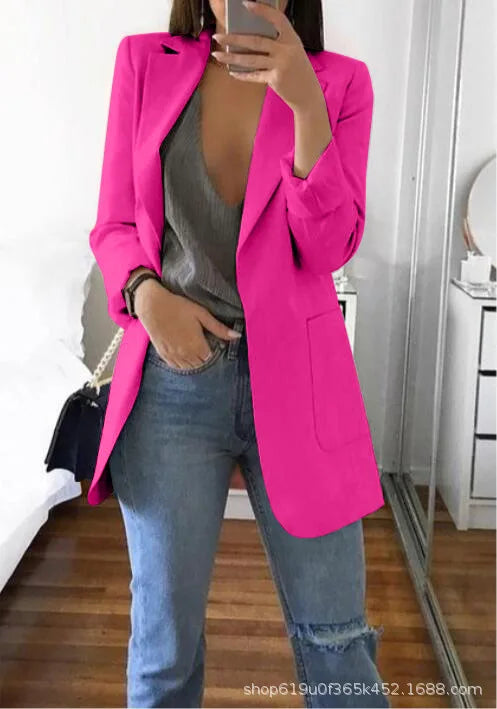 New high-quality blazerwomen's spring andautumn explosion style fashion lapel slim cardigan temperament largesize blazer(S--5XL)