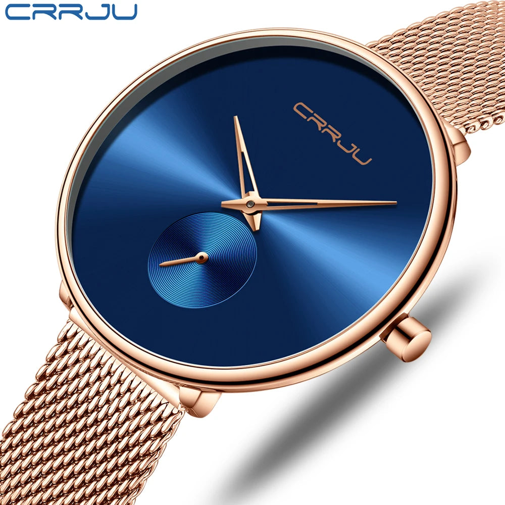Luxury Brand CRRJU Women Watch Simple Elegant Quartz Lady Waterproof Wristwatch Female Fashion Casual Watches Clock reloj mujer