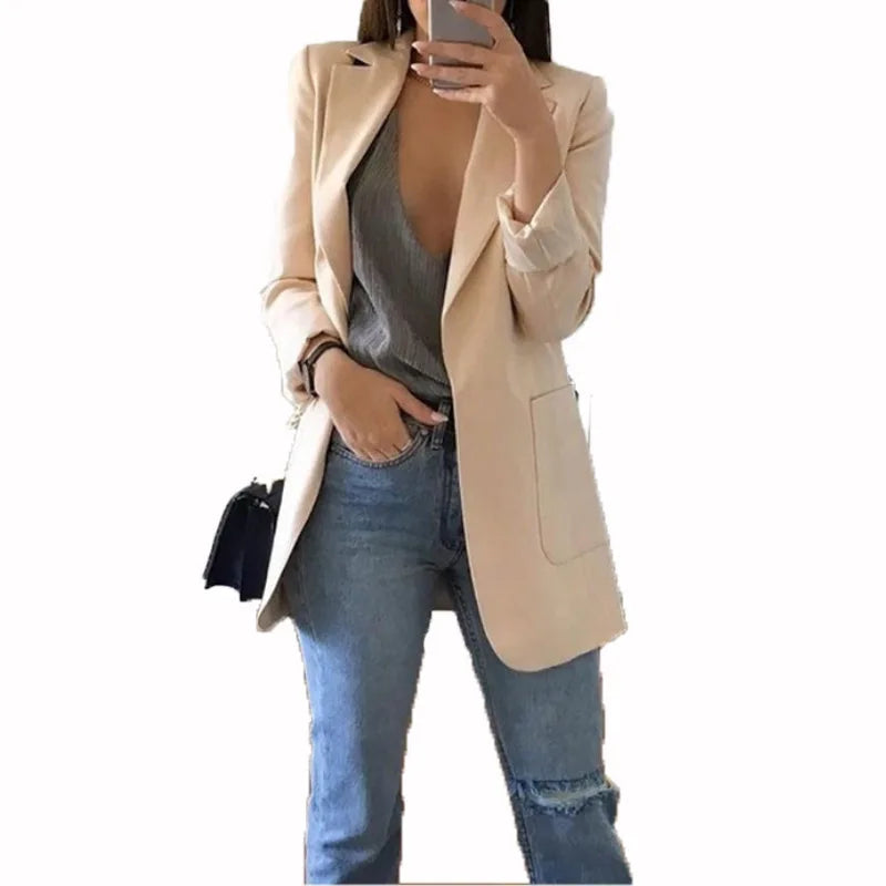 New high-quality blazerwomen's spring andautumn explosion style fashion lapel slim cardigan temperament largesize blazer(S--5XL)