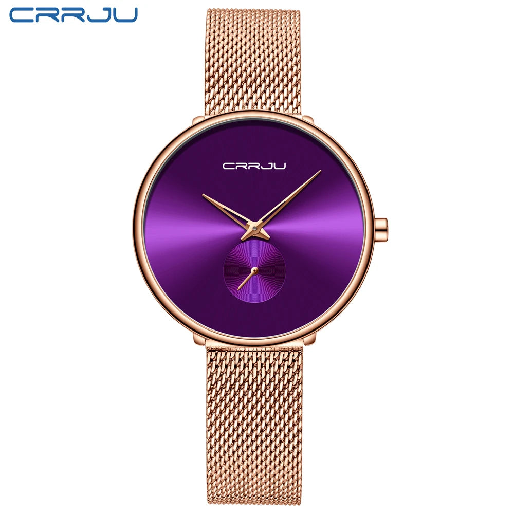 Luxury Brand CRRJU Women Watch Simple Elegant Quartz Lady Waterproof Wristwatch Female Fashion Casual Watches Clock reloj mujer