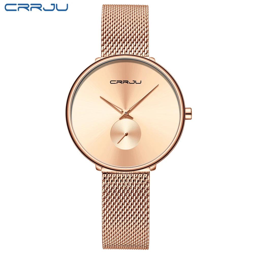 Luxury Brand CRRJU Women Watch Simple Elegant Quartz Lady Waterproof Wristwatch Female Fashion Casual Watches Clock reloj mujer