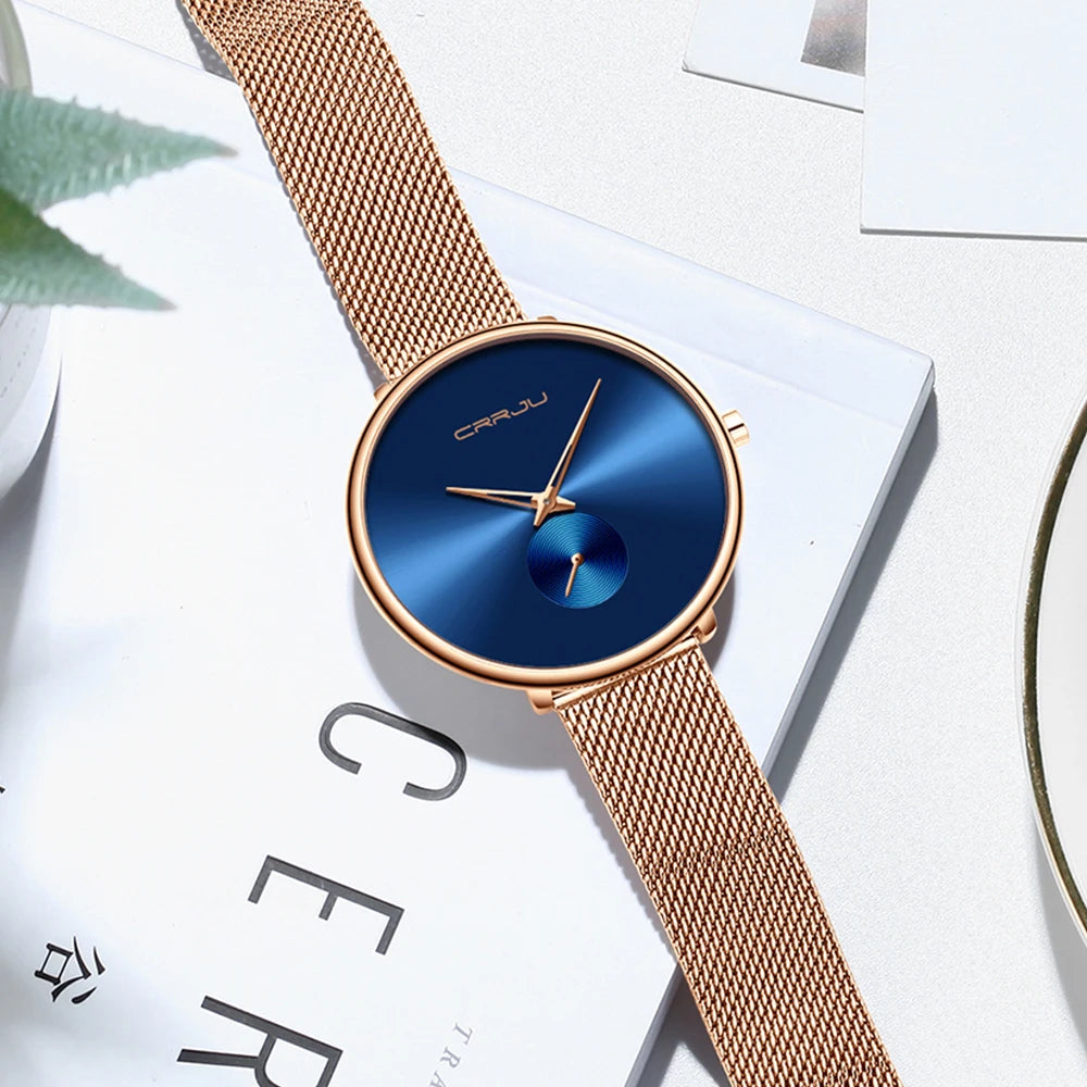 Luxury Brand CRRJU Women Watch Simple Elegant Quartz Lady Waterproof Wristwatch Female Fashion Casual Watches Clock reloj mujer