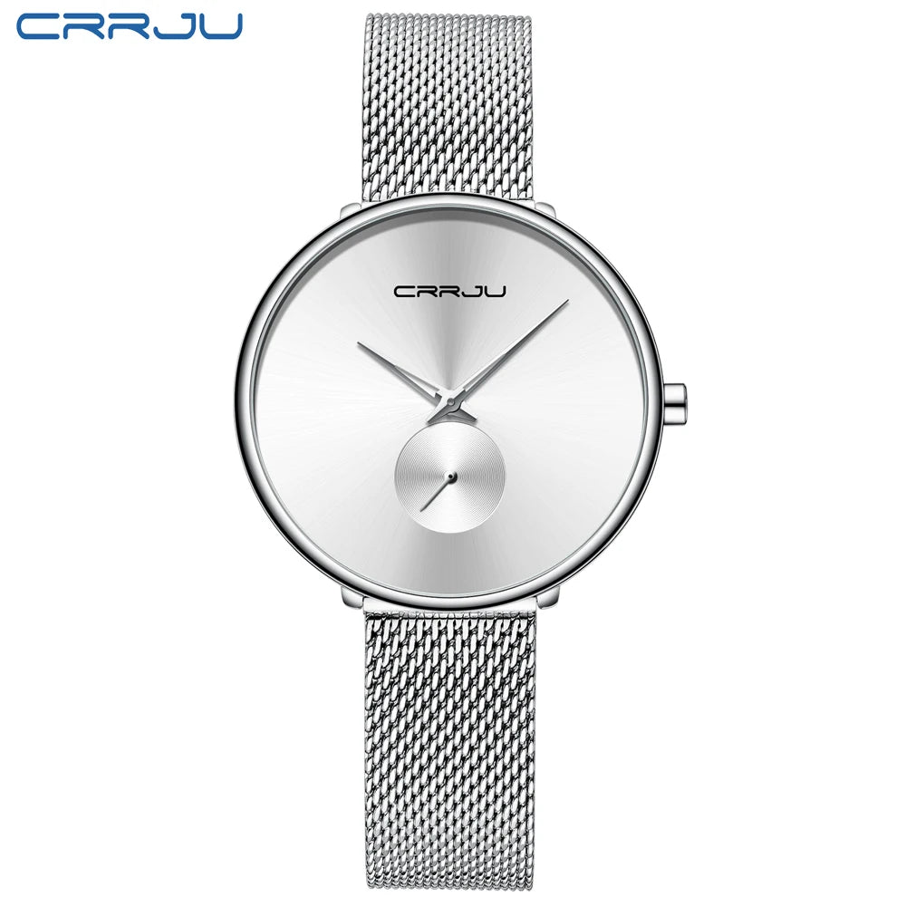 Luxury Brand CRRJU Women Watch Simple Elegant Quartz Lady Waterproof Wristwatch Female Fashion Casual Watches Clock reloj mujer