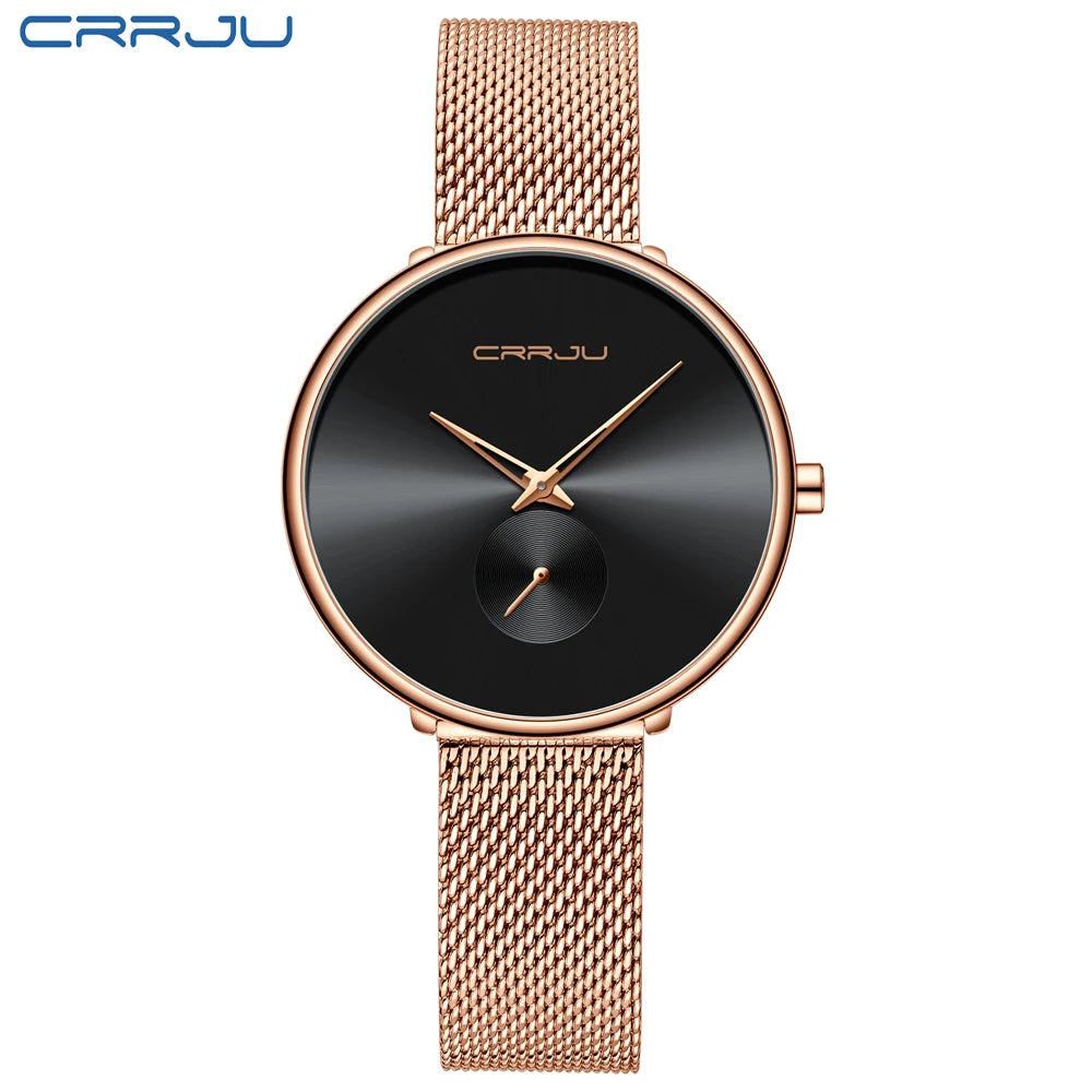 Luxury Brand CRRJU Women Watch Simple Elegant Quartz Lady Waterproof Wristwatch Female Fashion Casual Watches Clock reloj mujer