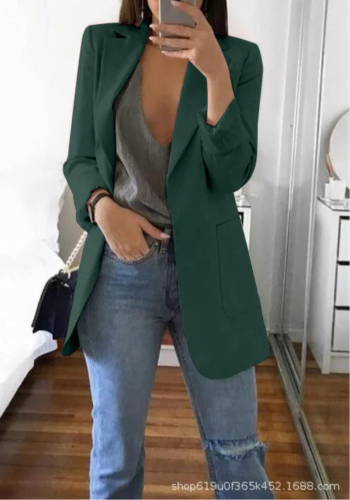 New high-quality blazerwomen's spring andautumn explosion style fashion lapel slim cardigan temperament largesize blazer(S--5XL)