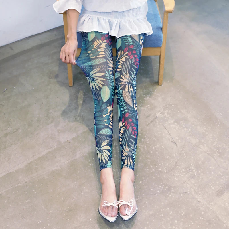 Summer thin mesh Leggings big stretch sexy transparent women's pants cool breathable silk slip trousers
