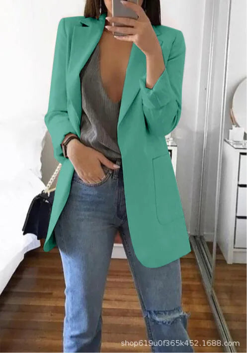 New high-quality blazerwomen's spring andautumn explosion style fashion lapel slim cardigan temperament largesize blazer(S--5XL)
