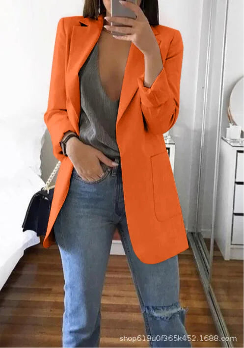 New high-quality blazerwomen's spring andautumn explosion style fashion lapel slim cardigan temperament largesize blazer(S--5XL)