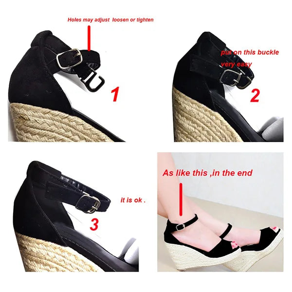 01 Espadrilles Women Wedges Peep Toe Sandals Platform | Faeva London